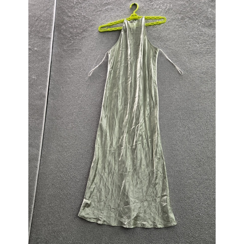Babaton Women Dress Large Green Lato Satin Halter Midi Slip Sleeveless Cocktail